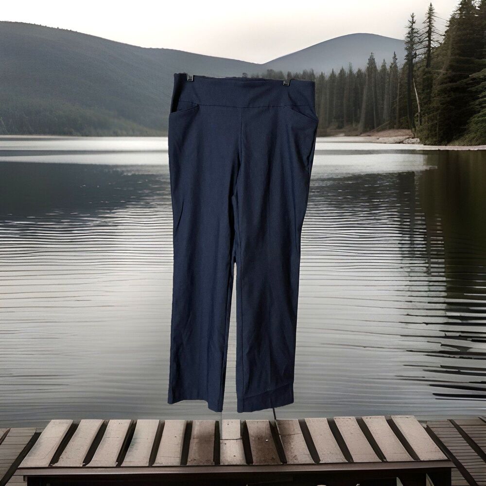 Counterparts Pants Womens Sz L Navy Super Stretch Mid Rise Boot Cut Comfy Pant - Picture 2 of 11